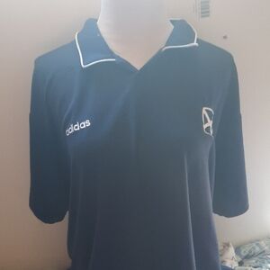 Adidas Men's Dark Blue Polo with White Accents